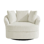 2 Set Oversized 43 W Plush Corduroy Swivel Barrel Chair with Pillows