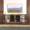 Industrial Farmhouse TV Stand with 4 Storage Shelf and 2 Storage Cabinets for Living Rooms and Kitchens