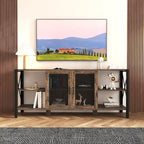Industrial Farmhouse TV Stand with 4 Storage Shelf and 2 Storage Cabinets for Living Rooms and Kitchens