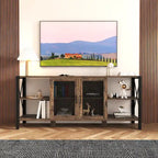 Industrial Farmhouse TV Stand with 4 Storage Shelf and 2 Storage Cabinets for Living Rooms and Kitchens
