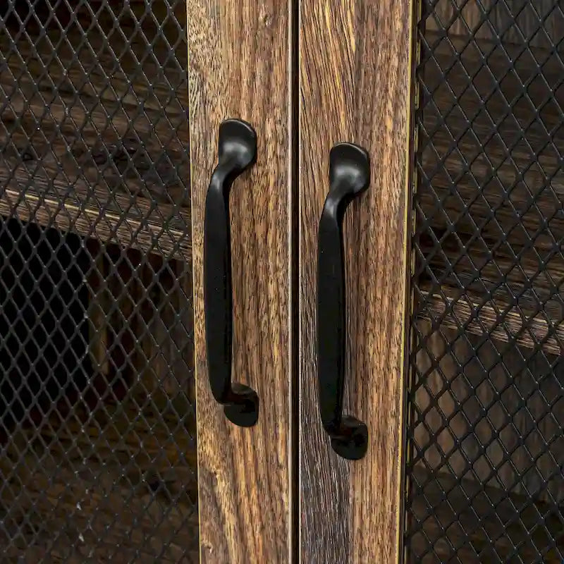 Industrial Farmhouse TV Stand with 4 Storage Shelf and 2 Storage Cabinets for Living Rooms and Kitchens