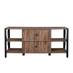 Industrial Farmhouse TV Stand with 4 Storage Shelf and 2 Storage Cabinets for Living Rooms and Kitchens