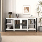 Industrial Farmhouse TV Stand with 4 Storage Shelf and 2 Storage Cabinets for Living Rooms and Kitchens
