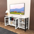 Industrial Farmhouse TV Stand with 4 Storage Shelf and 2 Storage Cabinets for Living Rooms and Kitchens
