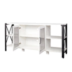 Industrial Farmhouse TV Stand with 4 Storage Shelf and 2 Storage Cabinets for Living Rooms and Kitchens