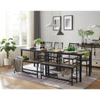 Set tavolo da pranzo per 4 persone Tavolo da pranzo da cucina con panche e 2 sedie Piano in legno e struttura in metallo Set da pranzo per angolo colazione