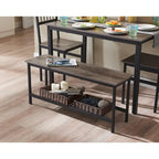 Set tavolo da pranzo per 4 persone Tavolo da pranzo da cucina con panche e 2 sedie Piano in legno e struttura in metallo Set da pranzo per angolo colazione