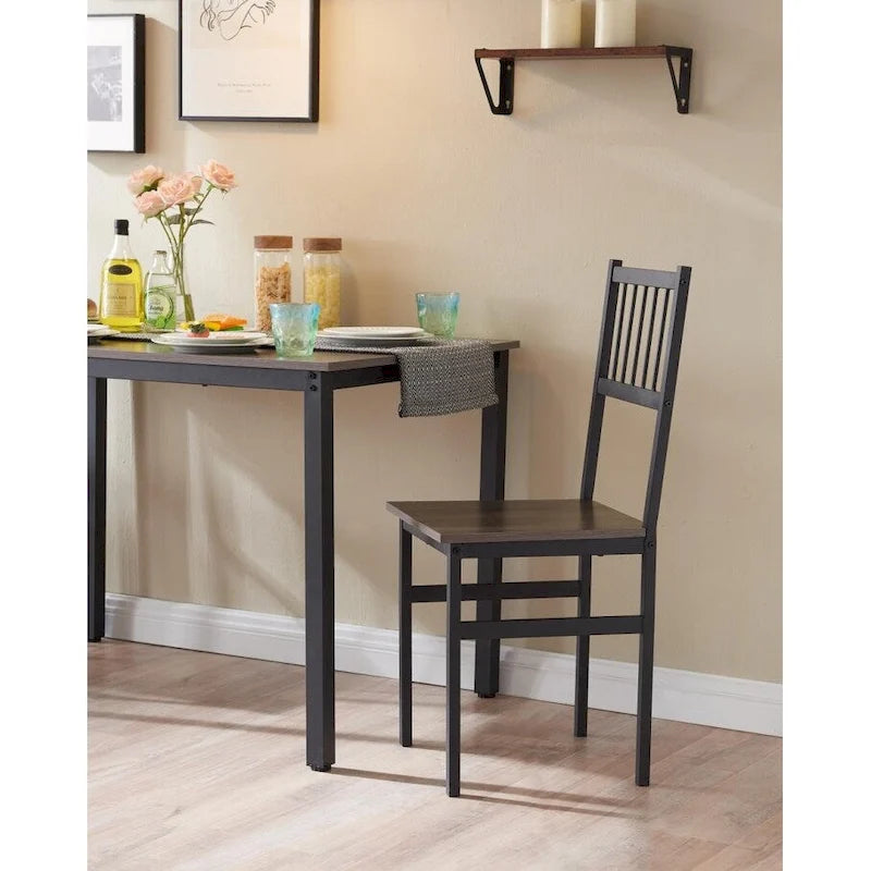 Set tavolo da pranzo per 4 persone Tavolo da pranzo da cucina con panche e 2 sedie Piano in legno e struttura in metallo Set da pranzo per angolo colazione