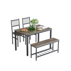 Set tavolo da pranzo per 4 persone Tavolo da pranzo da cucina con panche e 2 sedie Piano in legno e struttura in metallo Set da pranzo per angolo colazione