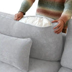 Minimalist Linen Sectional Sofa Down Filled Cloud Couch, U-Shape Deep Seat Couch with Cushions
