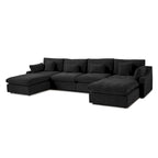 Minimalist Linen Sectional Sofa Down Filled Cloud Couch, U-Shape Deep Seat Couch with Cushions