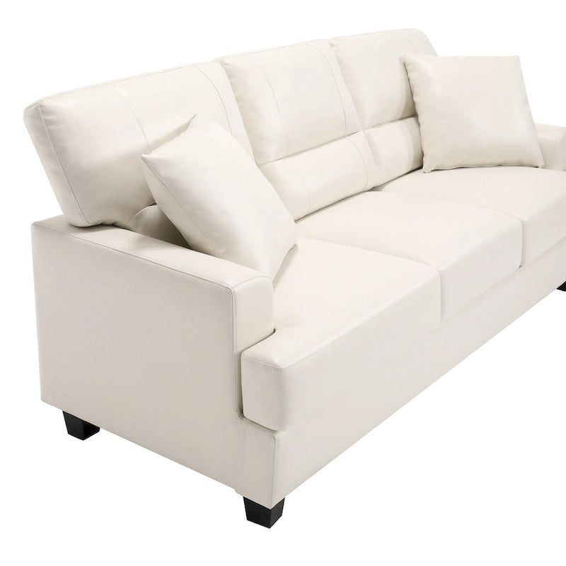 Oversized Faux Leather Italian Square Arm Sofa