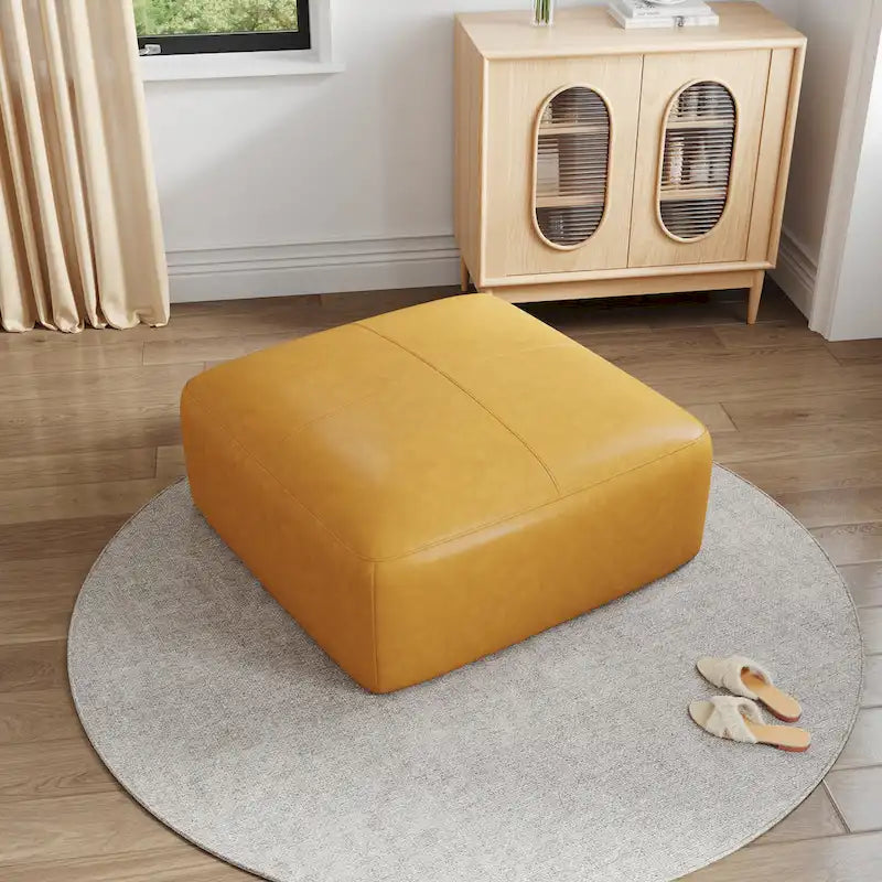 35 Pouf in vera pelle, Pouf imbottito per soggiorno