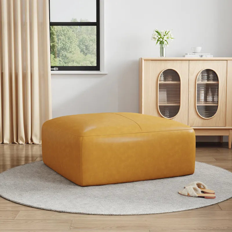 35 Pouf in vera pelle, Pouf imbottito per soggiorno