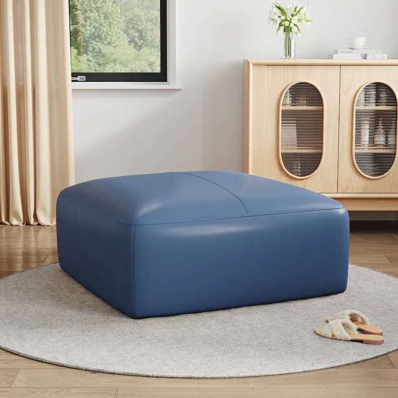 35 Pouf in vera pelle, Pouf imbottito per soggiorno