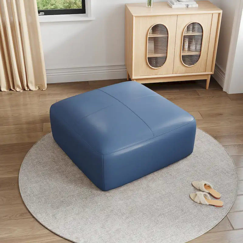 35 Pouf in vera pelle, Pouf imbottito per soggiorno