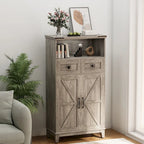 EROMMY Farmhouse Storage Cabinet with Doors and Adjustable Shelves, Small Freestanding Floor Cabinet , Narrow Organizer - N/A