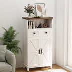 EROMMY Farmhouse Storage Cabinet with Doors and Adjustable Shelves, Small Freestanding Floor Cabinet , Narrow Organizer - N/A