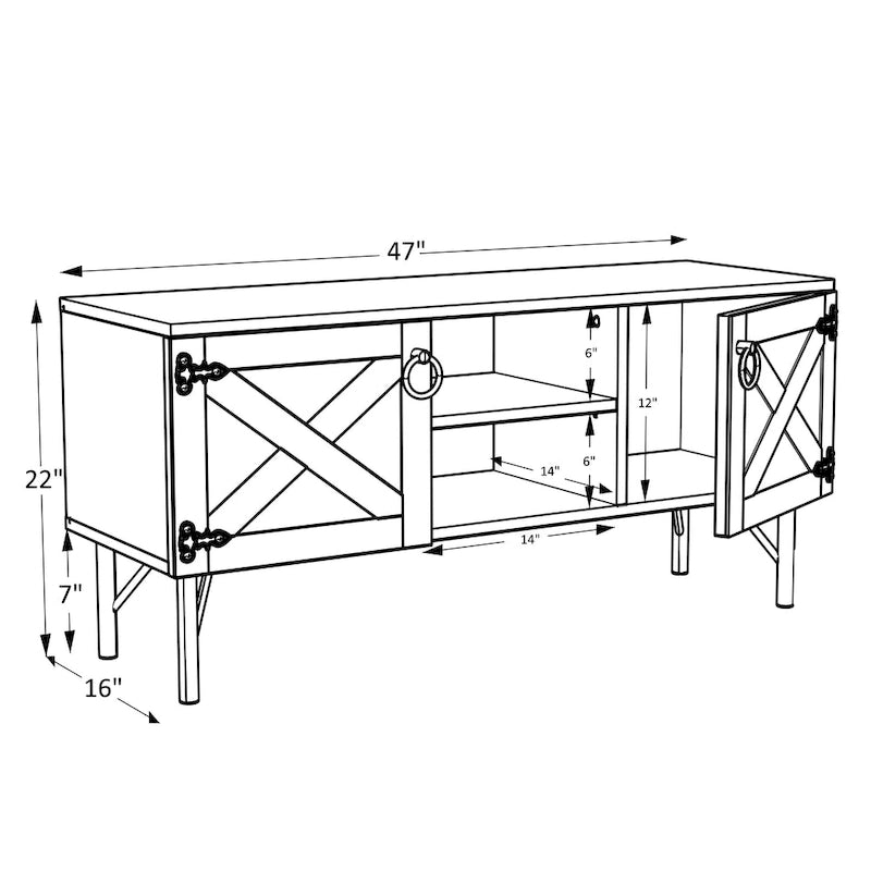 Lila Modern TV Stand with 2 Doors Storage Cabinets, Living Room Entertainment Center