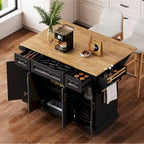 54Inch Large Kitchen Island With Rubber Wood Drop Leaf(no include stool)
