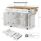 54Inch Large Kitchen Island With Rubber Wood Drop Leaf(no include stool)