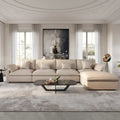Divano sezionale modulare Cloud Couch con pouf, divano sezionale a L in tessuto misto lino minimalista per soggiorno, Khaki