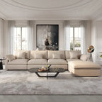 Divano sezionale modulare Cloud Couch con pouf, divano sezionale a L in tessuto misto lino minimalista per soggiorno, Khaki