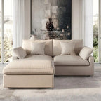 Divano sezionale modulare Cloud Couch con pouf, divano sezionale a L in tessuto misto lino minimalista per soggiorno, Khaki