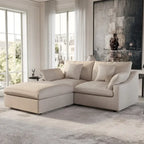 Divano sezionale modulare Cloud Couch con pouf, divano sezionale a L in tessuto misto lino minimalista per soggiorno, Khaki