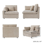Divano sezionale modulare Cloud Couch con pouf, divano sezionale a L in tessuto misto lino minimalista per soggiorno, Khaki