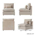 Divano sezionale modulare Cloud Couch con pouf, divano sezionale a L in tessuto misto lino minimalista per soggiorno, Khaki
