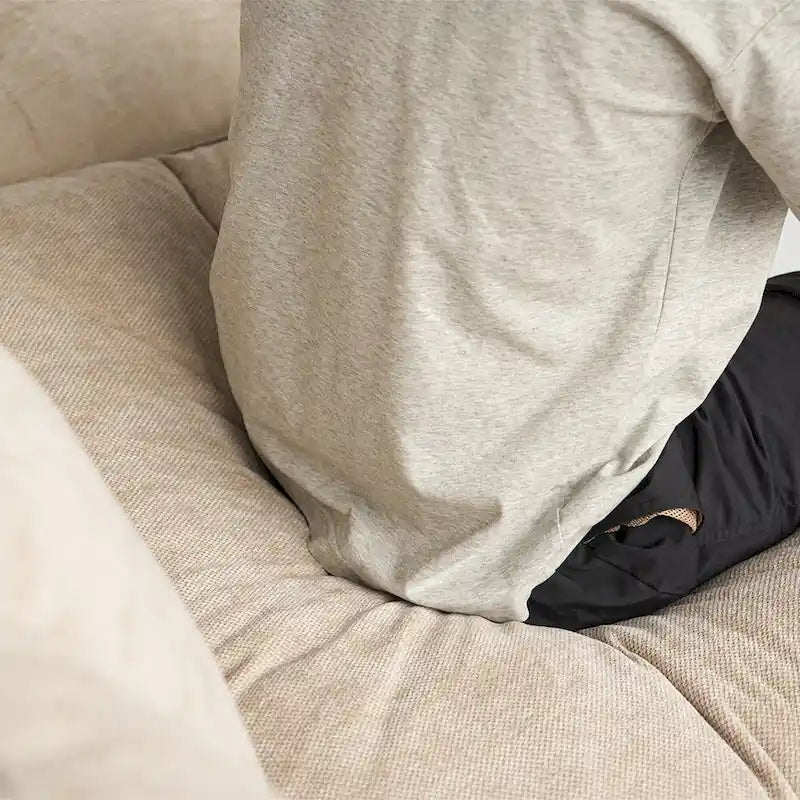 Divano sezionale modulare Cloud Couch con pouf, divano sezionale a L in tessuto misto lino minimalista per soggiorno, Khaki