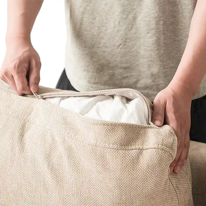 Divano sezionale modulare Cloud Couch con pouf, divano sezionale a L in tessuto misto lino minimalista per soggiorno, Khaki