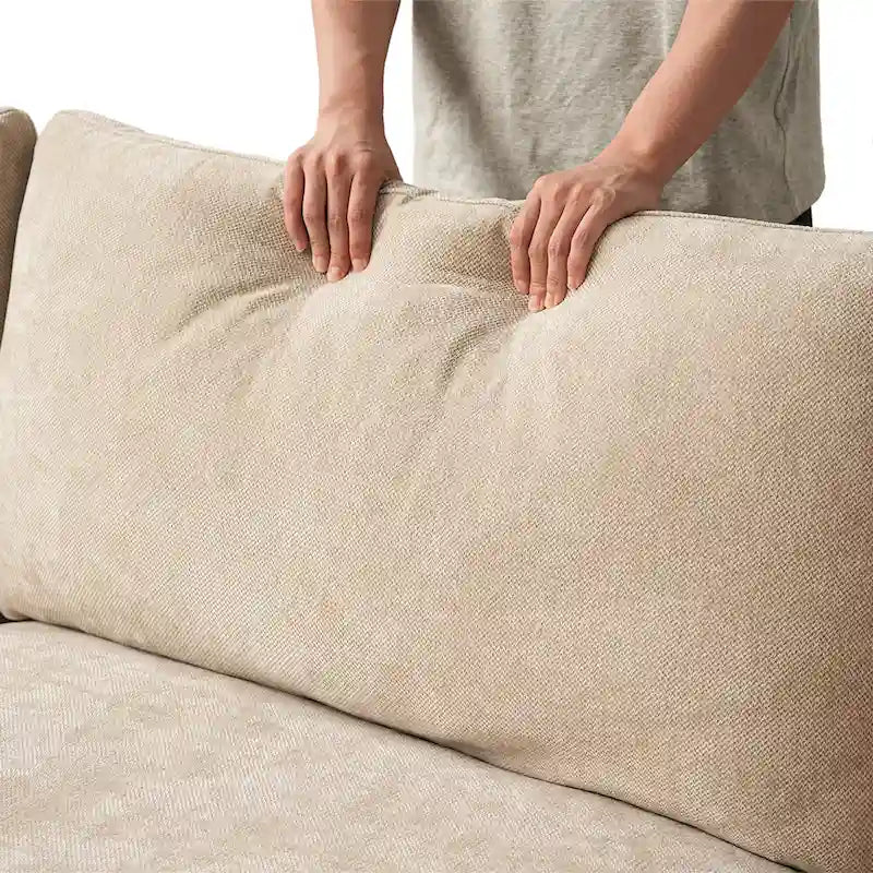 Divano sezionale modulare Cloud Couch con pouf, divano sezionale a L in tessuto misto lino minimalista per soggiorno, Khaki