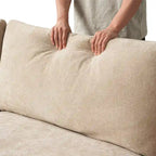 Divano sezionale modulare Cloud Couch con pouf, divano sezionale a L in tessuto misto lino minimalista per soggiorno, Khaki