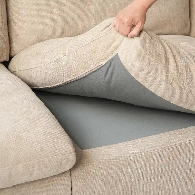 Divano sezionale modulare Cloud Couch con pouf, divano sezionale a L in tessuto misto lino minimalista per soggiorno, Khaki