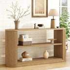 Versatile Slim Console Table with Open Shelf and Stylish Wood Grain for Living Room