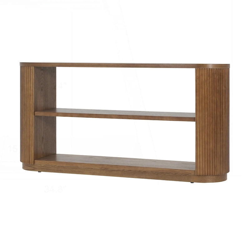 Versatile Slim Console Table with Open Shelf and Stylish Wood Grain for Living Room