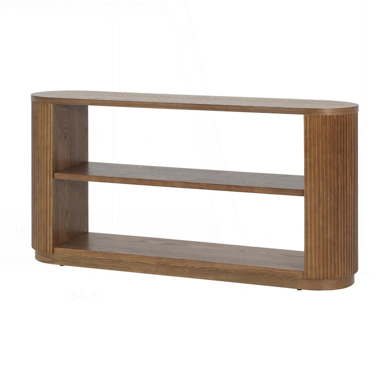 Versatile Slim Console Table with Open Shelf and Stylish Wood Grain for Living Room