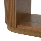 Versatile Slim Console Table with Open Shelf and Stylish Wood Grain for Living Room