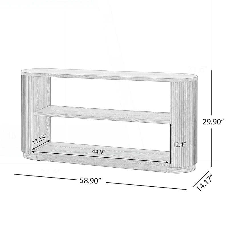 Versatile Slim Console Table with Open Shelf and Stylish Wood Grain for Living Room