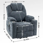 Lazy Boy Chenille Power Lift Recliner Chair, Modern Recliner Chair w/8-Point Vibration Massage, Lumbar Heating and Type-C Ports