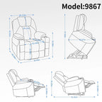 Lazy Boy Chenille Power Lift Recliner Chair, Modern Recliner Chair w/8-Point Vibration Massage, Lumbar Heating and Type-C Ports