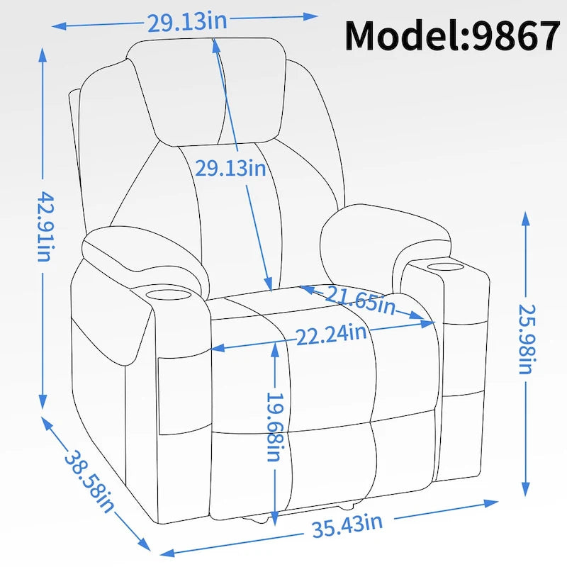 Lazy Boy Chenille Power Lift Recliner Chair, Modern Recliner Chair w/8-Point Vibration Massage, Lumbar Heating and Type-C Ports