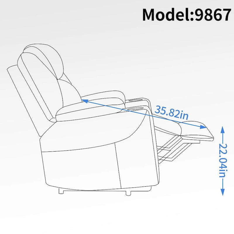 Lazy Boy Chenille Power Lift Recliner Chair, Modern Recliner Chair w/8-Point Vibration Massage, Lumbar Heating and Type-C Ports