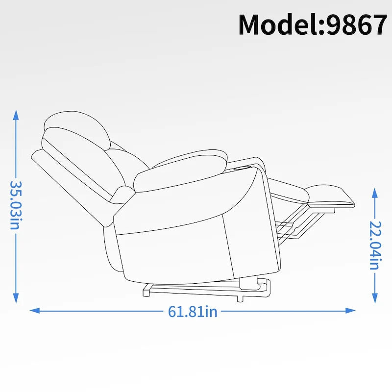 Lazy Boy Chenille Power Lift Recliner Chair, Modern Recliner Chair w/8-Point Vibration Massage, Lumbar Heating and Type-C Ports