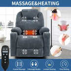 Lazy Boy Chenille Power Lift Recliner Chair, Modern Recliner Chair w/8-Point Vibration Massage, Lumbar Heating and Type-C Ports