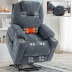 Lazy Boy Chenille Power Lift Recliner Chair, Modern Recliner Chair w/8-Point Vibration Massage, Lumbar Heating and Type-C Ports