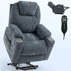 Lazy Boy Chenille Power Lift Recliner Chair, Modern Recliner Chair w/8-Point Vibration Massage, Lumbar Heating and Type-C Ports