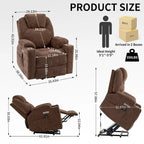 Lazy Boy Chenille Power Lift Recliner Chair, Modern Recliner Chair w/8-Point Vibration Massage, Lumbar Heating and Type-C Ports